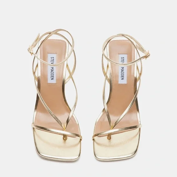 Steve Madden Gold Strappy Heels - Picture 3 of 6